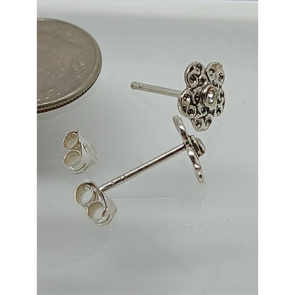 Vintage Estate Jewelry NOS .925 Sterling Silver Clear AB Crystal Flower Earrings - Picture 6 of 8